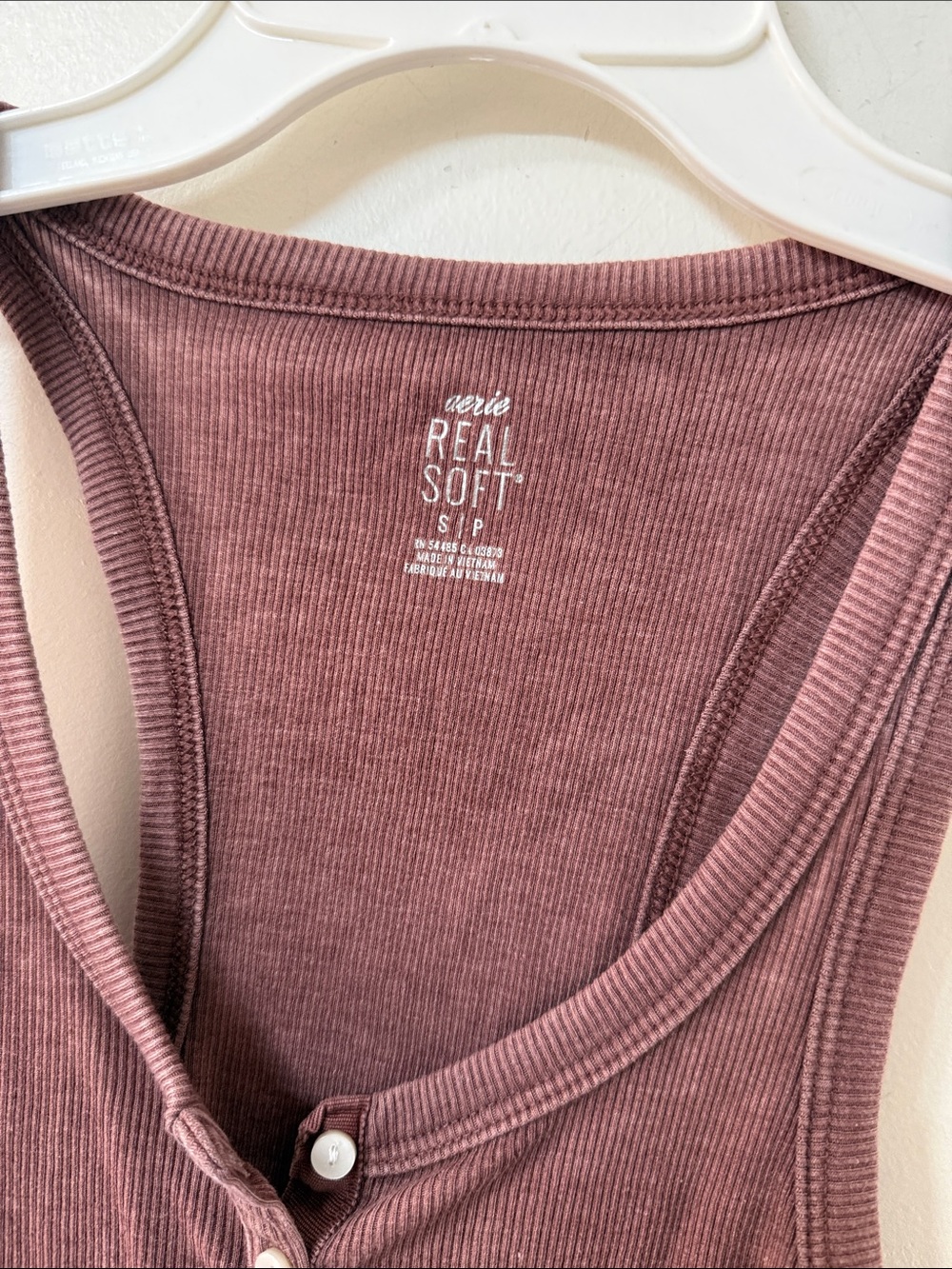 aerie Maroon Ribbed Henley Tank Top - Picture 2 of 2